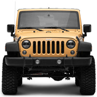 Raxiom 07-18 Jeep Wrangler JK Axial Series LED Headlights- Black Housing (Clear Lens)