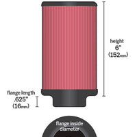 K&N Universal Rubber Filter 2.5in Flange ID x 3.5in OD x 6in Height