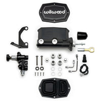 Wilwood Compact Tandem M/C - 7/8in Bore w/Bracket and Valve fits Mustang (Pushrod) - Black