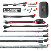 XK Glow Strip Million Color XKCHROME App Undercar Kit (8x24In Tube + 6x10In Strip + 4x36In)