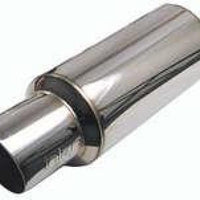 Injen 2 3/8 Universal Muffler w/Titanium burnt rolled Tip and stainless steel resonated inner wall