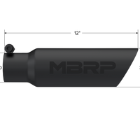 MBRP Universal Tip 3.5 O.D. Dual Wall Angled 2.5 inlet 12 length - Black Finish