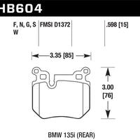 Hawk 08-13 BMW 135i 3.0L Base Rear ER-1 Brake Pads