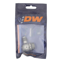 DeatschWerks 8AN ORB Male to 6AN Male Flare Low Profile 90-Degree Swivel - Anodized DW Titanium