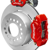 Wilwood Forged Dynalite Rear Electronic Parking Brake Kit - Red Powder Coat Caliper - Plain Rotor