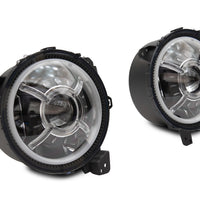 Raxiom 18-22 Jeep Wrangler JL/ JT 9-Inch LED Headlights w/ DRL and Halo- Black Housing (Clear Lens)