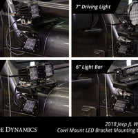 Diode Dynamics 18-21 Jeep JL Wrangler/Gladiator SS3 Cowl LED Bracket Kit - Yellow Pro