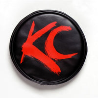 KC HiLiTES 6in. Round Soft Cover (Pair) - Black w/Yellow KC Logo