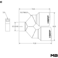 MBRP Burnt End Tip 2.5 ID Dual 4 OD Out 9.55 length Single wall 304 Stainless Steel Pass Side