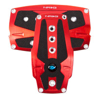 NRG Brushed Aluminum Sport Pedal A/T - Red w/Black Rubber Inserts