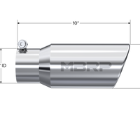 MBRP Universal Tip 4in OD 3in Inlet 10in Length Angled Rolled End T304