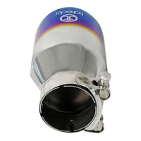 aFe Takeda 304 Stainless Steel Clamp-On Exhaust Tip 2.5in Inlet / 4in Outlet - Blue Flame