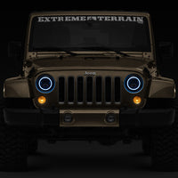 Raxiom 97-18 Jeep Wrangler TJ/JK Axial 7-Inch LED Headlights w/RGB Halo- Blk Hsng (Clear Lens)