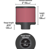 K&N Steel Base Crankcase Vent Filter .75in Vent OD x 2in OD x 1.5in Height