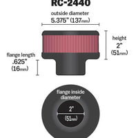 K&N Universal Round Clamp-On Air Filter 2in. Flange / 5-3/8in. OD / 2in. Height