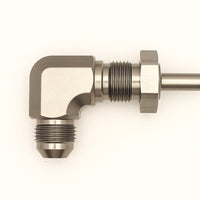 DeatschWerks 8AN Male Flare To 5/16in. Male Barb Bulkhead Adapter 90-Degree (Incl. Nut)