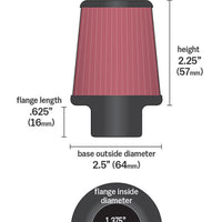 K&N Universal Chrome Filter 1 3/8 inch FLG / 2 1/2 inch Base / 2 inch Top / 2 1/4 inch Height