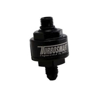 Turbosmart Billet Turbo Oil Feed Filter w/ 44 Micron Pleated Disc AN-4 Male to AN-4 ORB- Black