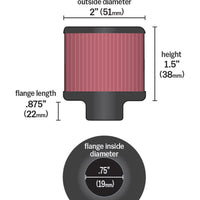 K&N Steel Base Crankcase Vent Filter .75in Vent OD x 2in OD x 1.5in Height