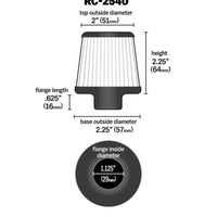 K&N Universal Chrome Filter 1 1/8 inch FLG / 2 1/4 inch Bottom / 2 inch Top / 2.5 inch Height