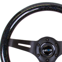 NRG Classic Wood Grain Steering Wheel (310mm) Black Sparkle w/Blk 3-Spoke Center