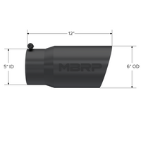 MBRP Universal Tip 6 O.D. Dual Wall Angled 5 inlet 12 length - Black Finish