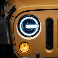 Raxiom 97-18 Jeep Wrangler TJ/JK 7-Inch LED Headlights w/ Halos- Black Housing (Clear Lens)