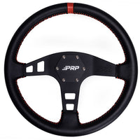 PRP Flat Leather Steering Wheel- Red