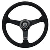 NRG Sport Steering Wheel (350mm/ 1.5in. Deep) Matte Black Spoke/ Black Alcantara w/ Black Stitching