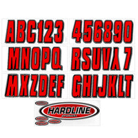 Hardline Boat Lettering Registration Kit 3 in. - 320 Red/Black