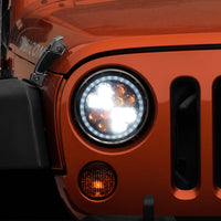 Raxiom 97-18 Jeep Wrangler TJ/JK Axial Spider LED Headlight w/ Amber DRL- Chrome Hsng (Clear Lens)