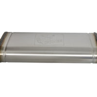 aFe MACHForce XP SS Muffler 3in Center Inlet / 3in Offset Outlet 22in L x 9in W x4in H Body