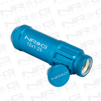 NRG 700 Series M12 X 1.25 Steel Lug Nut w/Dust Cap Cover Set 21 Pc w/Locks & Lock Socket - Blue