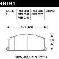 Hawk 1985 Chevrolet Nova Front ER-1 Brake Pads