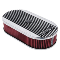 Edelbrock Air Cleaner Elite II Oval Single 4-Bbl Carb 2 5In Red Element Polished