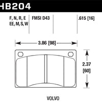 Hawk 90-93 Volvo 240 2.3L Base Front ER-1 Brake Pads