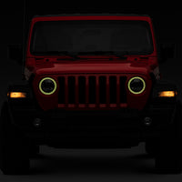 Raxiom 18-22 Jeep Wrangler JL/JT Axial 9-Inch LED Headlights w/RGB Halo- Blk Housing (Clear Lens)