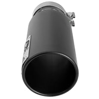 aFe SATURN 4S 4in SS Intercooled Exhaust Tip - Black 4in In x 5in Out x 12in L Bolt-On