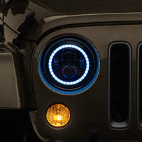 Raxiom 97-18 Jeep Wrangler TJ/JK Axial 7-Inch LED Headlights w/RGB Halo- Blk Hsng (Clear Lens)