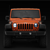 Raxiom 97-18 Jeep Wrangler TJ/JK Axial Series LED Headlights- Black Housing (Clear Lens)