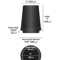 Airaid Universal Air Filter - Cone 6 x 7-1/4 x 5 x 7