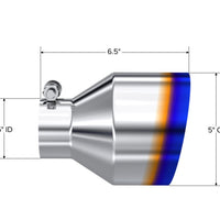 MBRP Univ. T304 Stainless Steel Burnt End Tip 2.5in ID / 5in OD / 6.5in Length Angle Cut Single Wall