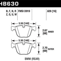 Hawk 2011 BMW 1 Series M 3.0L Base Rear ER-1 Brake Pads