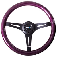 NRG Classic Wood Grain Steering Wheel (350mm) Purple Pearl/Flake Paint w/Black 3-Spoke Center