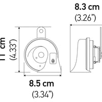 Hella Twin Trumpet Horn Kit 12V 400/500Hz (007424804 = 007424801)