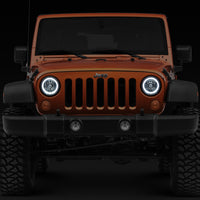 Raxiom 07-18 Jeep Wrangler JK LED Halo Headlights- Chrome Housing (Clear Lens)