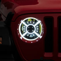 Raxiom 18-22 Jeep Wrangler JL/ JT 9-Inch LED Headlights w/ DRL and Halo- Black Housing (Clear Lens)