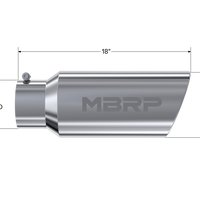 MBRP Universal Tip 7in O.D. Rolled End 5in inlet 18in length - T304 (SINGLE TIP)