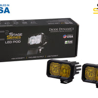 Diode Dynamics Stage Series 2 In LED Pod Sport - Yellow Driving Standard ABL (Pair)