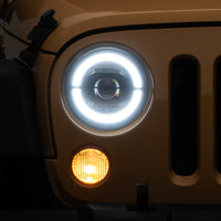 Raxiom 07-18 Jeep Wrangler JK Axial Series LED Headlights- Black Housing (Clear Lens)